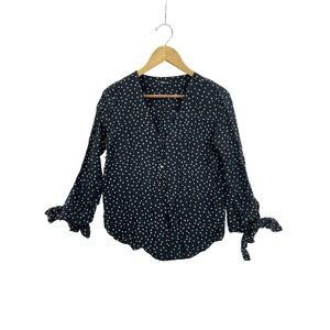 Madewell Women's S Star Print Blouse Long Sleeve Tie Cuff‎ Button Down Shirt